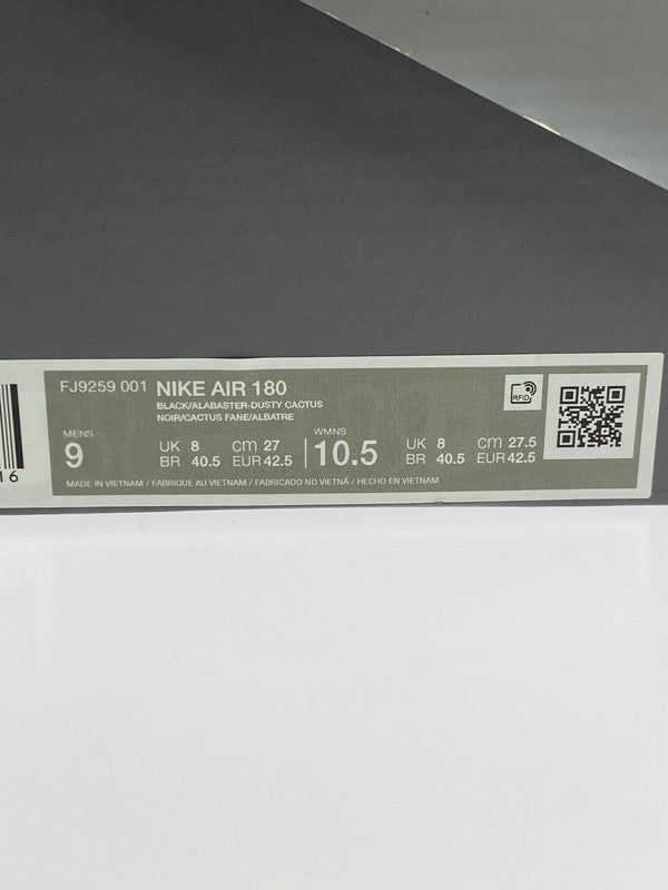 【中古美品】NIKE ナイキ AIR 180 BLACK AND DUSTY CACTUS FJ9259-001 エア 180 ブラック アンド ダスティ カクタス メンズ シューズ スニーカー 靴 160-250704-em-32-min サイズ:27cm カラー:ブラック/アラバスターダスティサボテン 万代Net店