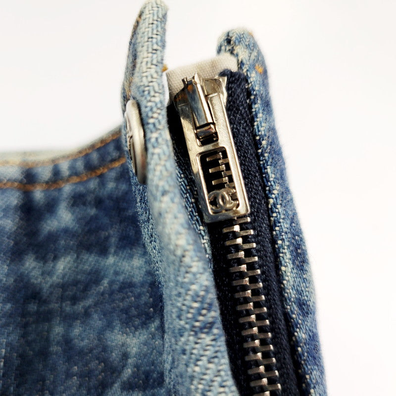 【中古品】【レディース】 CHANEL シャネル CAMELLIA DENIM FLARE SKIRT P53816V40517 イタリア製 国内正規 カメリア デニムスカート プリーツ フレア 168-240803-mk-04-izu サイズ:38 カラー:インディゴ 万代Net店