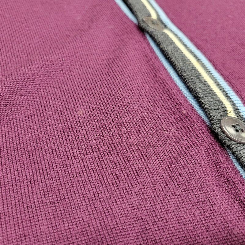 【中古品】【メンズ】 BOLD TIPPED CARDIGAN K3207 ボールド ティップド カーディガン 141-251027-as-24-izu サイズ:L カラー:バーガンディ系 万代Net店