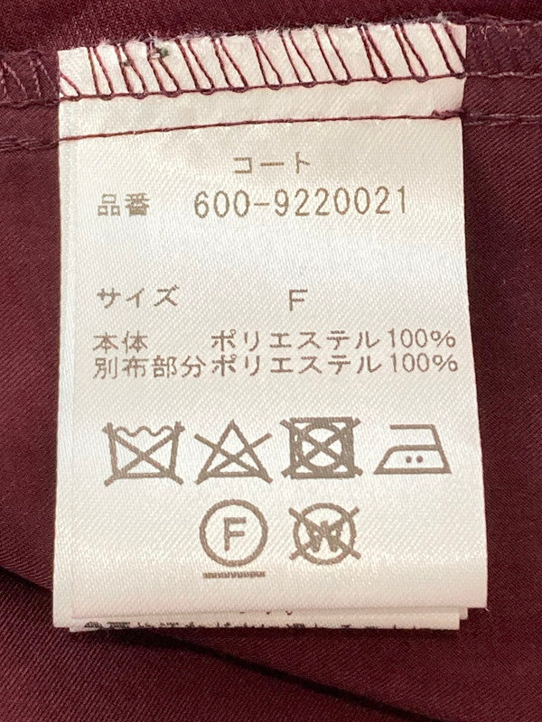 【中古美品】【レディース】 バックプリーツフーデッドコート 600-9220021 アウター 170-240430-yn-24-min サイズ:F カラー:ボルドー 万代Net店