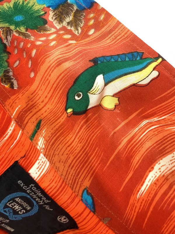 【中古品】【メンズ】 ANDREW LEWIS アンドリュー・ルイス 80S RAYON SS ALOHA SHIRT アロハシャツ トップス 146-240831-ks-24-min サイズ:M カラー:レッド系 万代Net店