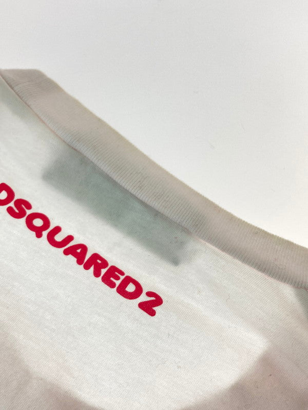 【中古品】【メンズ】 DSQUARED2 ディースクエアード DONUT PUNCHER TEE S71GD1149 ドーナツ パンチャー ロゴ Tシャツ メンズ 半袖トップス ロゴプリント 141-240907-em-7-min サイズ:XS カラー:ホワイト 万代Net店