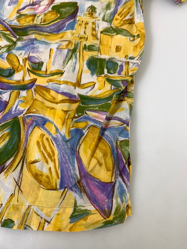 【中古品】【メンズ】 Ermenegildo Zegna エルメネジルド ゼニア イタリア製 HAWAIIAN SHIRT ハワイアンシャツ 半袖トップス 146-241104-me-29-min サイズ:M カラー:イエロー/グリーン系 万代Net店