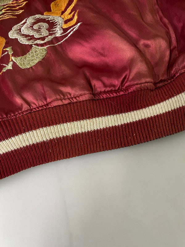 【現状渡し品】【メンズ】 VINTAGE YKK真鍮メッキバタフライジッパー 50S 鷹×韓国地図×龍 REVERSIBLE SOUVENIR JACKET リバーシブル スーベニアジャケット アウター スカジャン ヴィンテージ 146-241105-me-66-min カラー:ネイビー/ボルドー 万代Net店