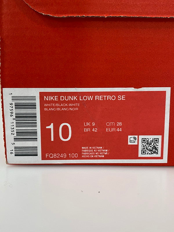 【中古美品】【メンズ】 NIKE ナイキ 【中古】【メンズ】 NIKE ナイキ FQ8249-100 DUNK LOW RETRO SE SNEAKER ダンク ロー スニーカー シューズ 靴 160-241222-AB-25-min サイズ:28.0cm カラー:WHITE/BLACK-WHITE 万代Net店