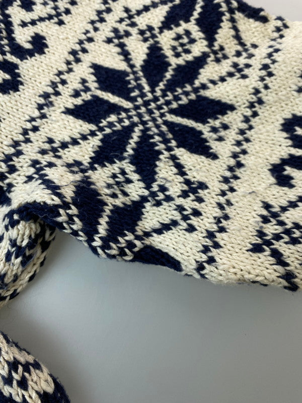 【中古品】【メンズ】 LAND'SEND ランズエンド USA製 80S 90S LS NORDIC COTTON KNIT ノルディックコットンニット 146-250115-ks-26-min サイズ:L カラー:ネイビー/ホワイト 万代Net店