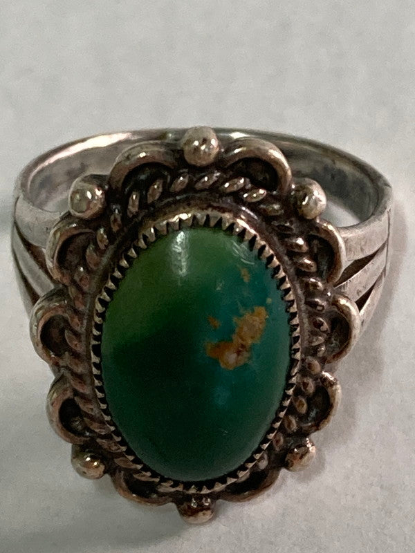 【中古品】【メンズ/レディース】 VINTAGE NAVAJO UNITED INDIAN TRADER'S ASSOCIATION GREEN TURQUOISE RING アクセサリー 指輪 リング 191-250122-AS-10-min カラー:シルバー 13号 万代Net店