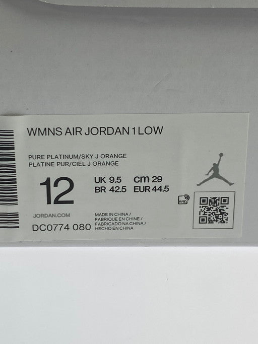 【中古美品】【メンズ】 NIKE ナイキ WOMEN'S AIR JORDAN 1 LOW DC0774-080 ウィメンズ エアージョーダン1ロー スニーカー 靴 160-250411-jt-05-min サイズ:US 12 29.0cm カラー:PURE PLATINUM/SKY J ORANGE 万代Net店
