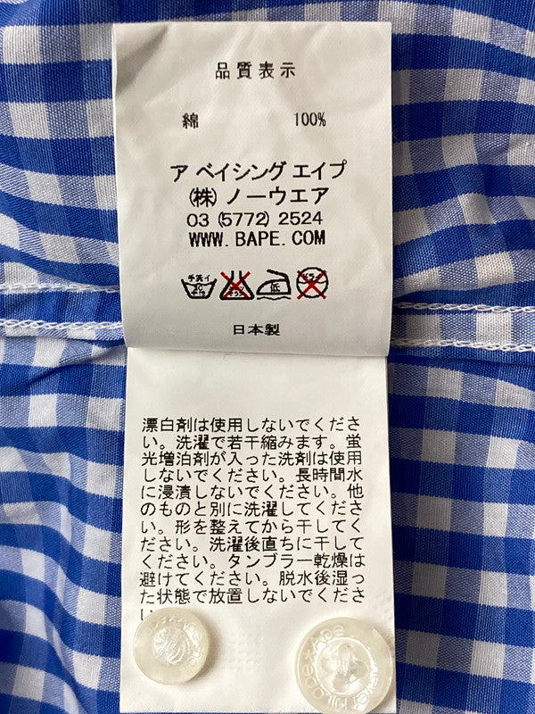【中古品】【メンズ】 A BATHING APE アベイシングエイプ SHIRT ギンガムチェックシャツ 142-250419-ks-82-min サイズ:L カラー:ライトブルー系 万代Net店
