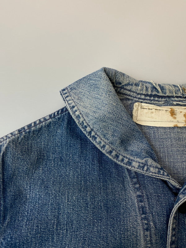【現状渡し品】【メンズ】 U.S.NAVY ユーエスネイビー 40'S SHAWL COLLAR DENIM COVERALL デニムカバーオール 146-250419-ks-25-min サイズ:不明 カラー:インディゴ 万代Net店