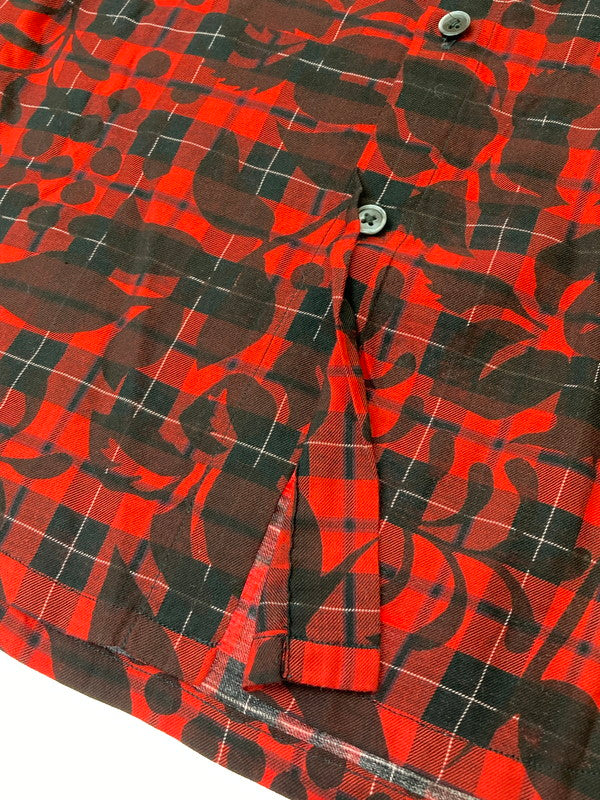 【中古品】【メンズ】 ソフネット SOPH-170085 17SS FLOWER OVER PRINT CHECK REGULAR COLLAR SHIRT カラーシャツ 142-250518-ks-07-min サイズ:S カラー:レッド系 万代Net店