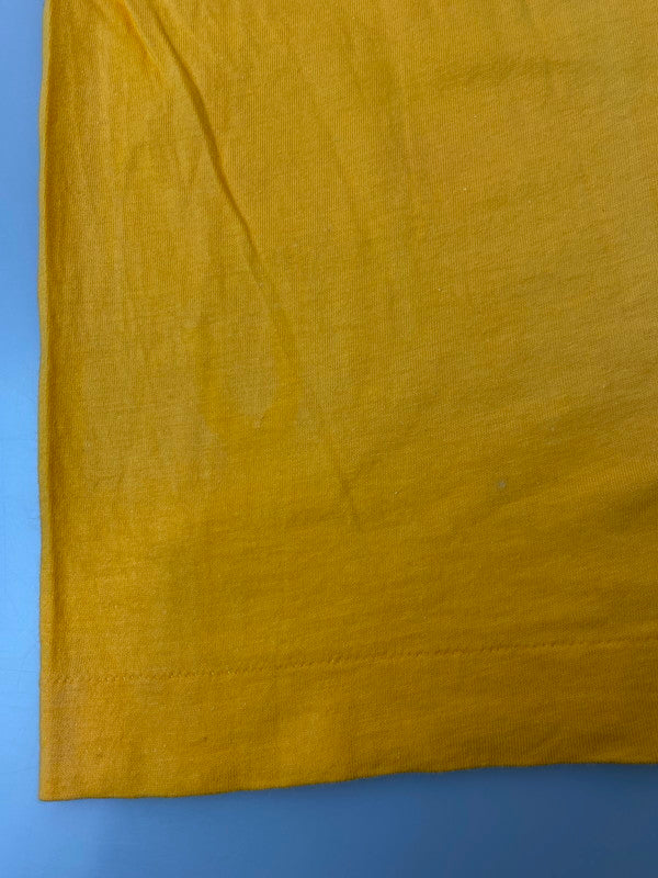 【中古品】【メンズ】 WOLF ウルフ 80S FLOCKY PRINT TEE Tシャツ トップス 146-250623-ks-21-min サイズ:L カラー:マスタード 万代Net店