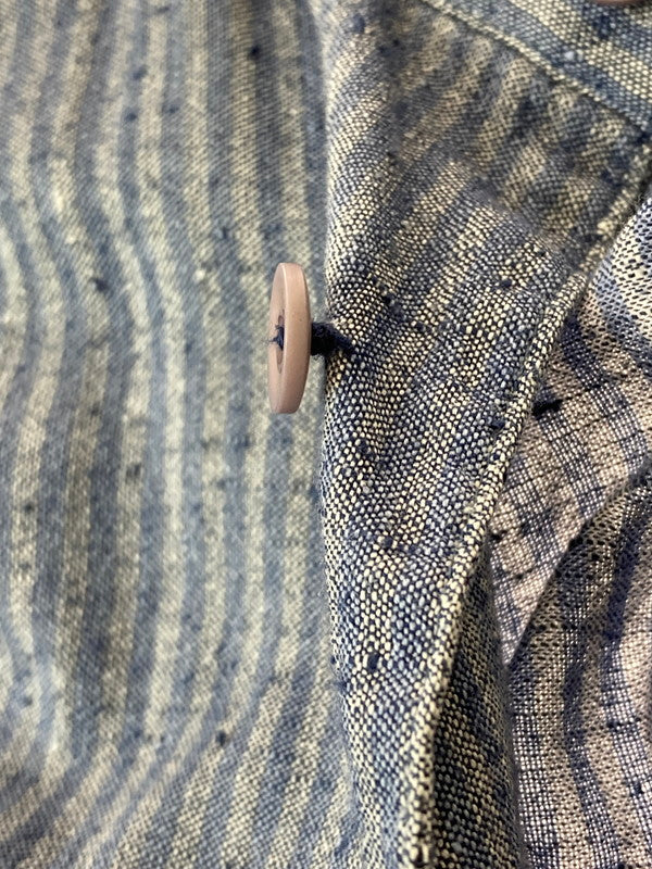 【中古品】【メンズ】 ISSEY MIYAKE MEN イッセイミヤケ メン LG12237 80S SS COTTON STRIPE SHIRT コットンストライプシャツ 140-250721-ks-10-min サイズ:M カラー:ブルー系 万代Net店