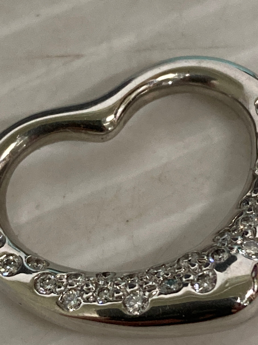 【中古品】【レディース】 TIFFANY&Co. ティファニー エルサ・ペレッティ オープンハート ペンダント ダイヤモンド PT950 ネックレス アクセサリー 182-250808-yn-10-min カラー:シルバー 万代Net店
