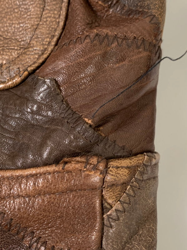 【中古品】【レディース】 HYSTERIC GLAMOUR ヒステリックグラマー LEATHER PATCHWORK JACKET LEATHERパッチワーク ジャケット メンズ アウター 羊革 ムートン 170-250926-em-27-min サイズ:FREE カラー:ブラウン 万代Net店