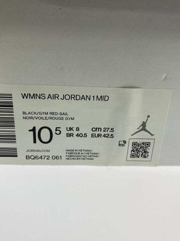 【中古品】【メンズ】 NIKE ナイキ BQ6472-061 WOMEN'S AIR JORDAN 1 MID 靴 シューズ スニーカー SNEAKERS 160-250927-ks-28-min サイズ:27.5cm カラー:BLACK/GYM RED 万代Net店