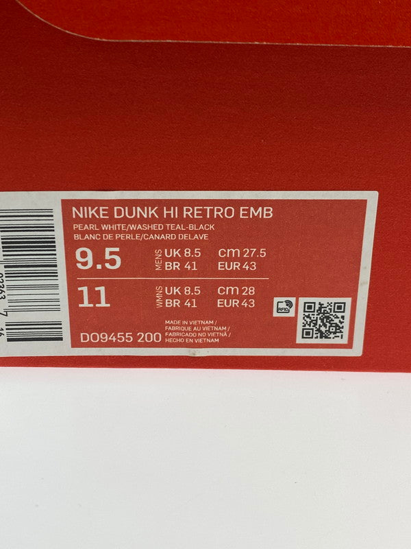 【未使用品】【メンズ】 ナイキ DUNK HIGH RETRO EMB DO9455-200 ダンク ハイ レトロ エンベデット スニーカー 靴 160-251007-kk-01-min カラー:PEARL WHITE/WASHED TEAL-BLACK 万代Net店