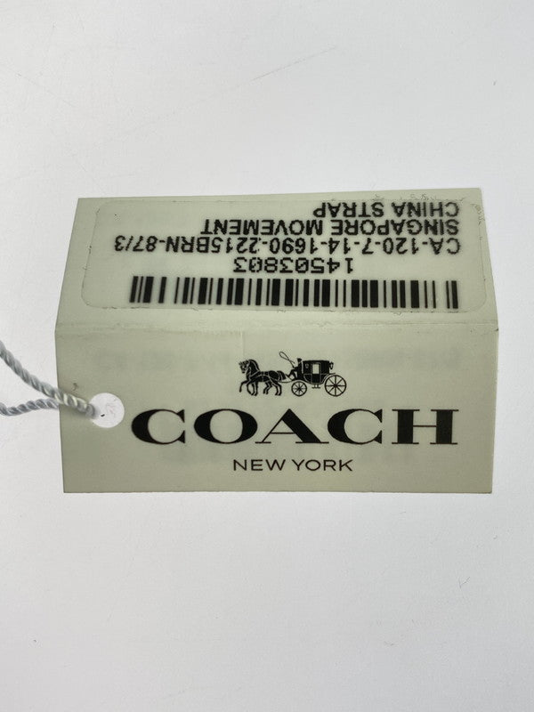 【中古美品】【レディース】 COACH コーチ 2215 LEATHER BAND LOGO アナログ クォーツ腕時計 198-251108-AS-36-min カラー:シルバー/ブラウン 万代Net店