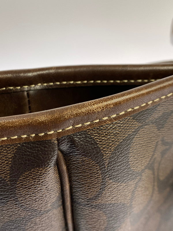 【中古品】【メンズ/レディース】 COACH コーチ シグネチャー ヘリテージ トートバッグ 70336 バッグ カバン 180-251106-jt-17-min カラー:ブラウン 万代Net店