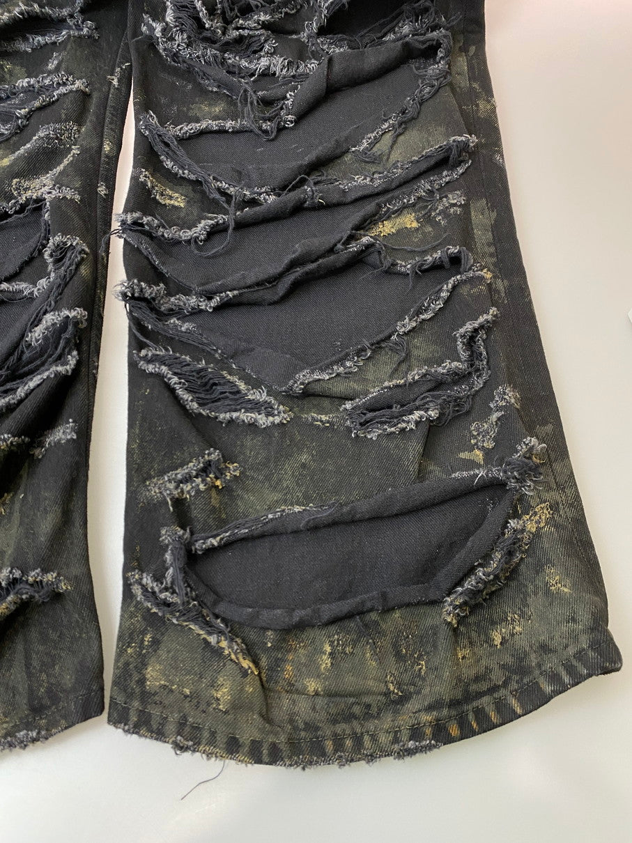 【中古品】【メンズ】 BALENCIAGA バレンシアガ SUPER DESTROYED BAGGY TD66 745248 TBP47 1363 スーパーデストロイ加工 バギーデニムパンツ ボトムス 152-251106-kk-20-min サイズ:XS カラー:ブラック 万代Net店