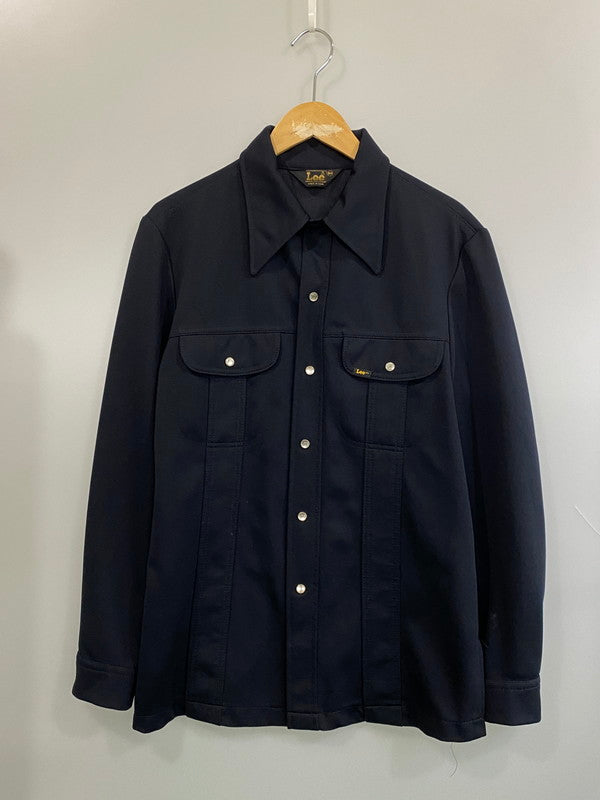 中古品】【メンズ】 LEE リー 70S OPEN COLLAR SHIRT BLACK 70年代