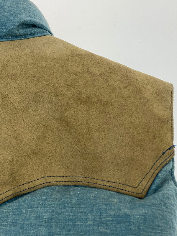 【中古品】【メンズ】 Rocky Mountain FeatherBed ロッキーマウンテンフェザーベッド × WAREHOUSE ウエアハウス 別注 コラボ DOWN VEST 450-482-72 ダウンベスト ライトアウター 145-251120-kk-06-min サイズ:38 カラー:ライトインディゴ 万代Net店