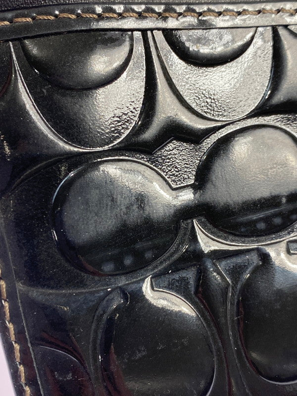 【現状渡し品】【レディース】 COACH コーチ ターンロックエンボスパテント スリム ロングウォレット F43583SV 長財布 181-251129-kk-41-min カラー:ブラック 万代Net店