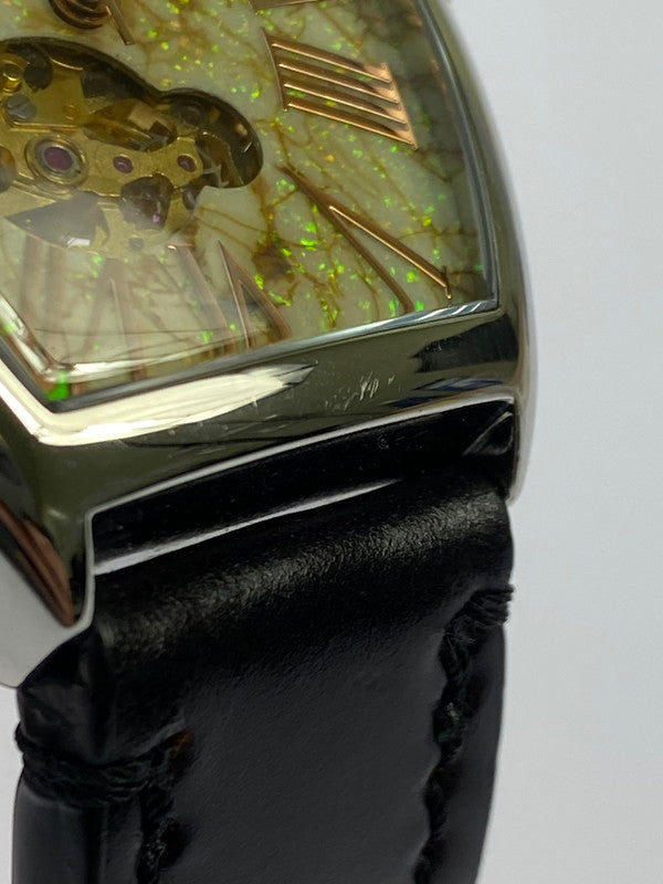 【中古品】【メンズ】 SAAD サード AUTOMATIC WRIST WATCH MJSS-21-T 天然石文字盤 トノー型 自動巻き 腕時計 197-251129-kk-51-min カラー:シルバー/ブラック 万代Net店