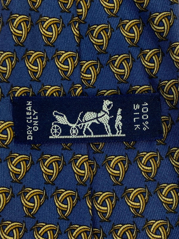 【中古品】【メンズ】 HERMES エルメス SILK TIE ネクタイ シルクタイ スーツ用小物 服飾雑貨 トリニティ 刃柄 183-251209-kk-16-min カラー:ネイビー 万代Net店