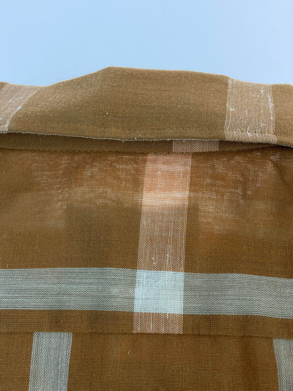 【中古品】【メンズ】 ARROW アロー 60's L/S OPEN COLLAR CHECK SHIRT VINTAGE 60年代 ロングスリーブ オープンカラー チェックシャツ 長袖 トップス ヴィンテージ 146-251207-kk-14-min サイズ:M カラー:ブラウン 万代Net店