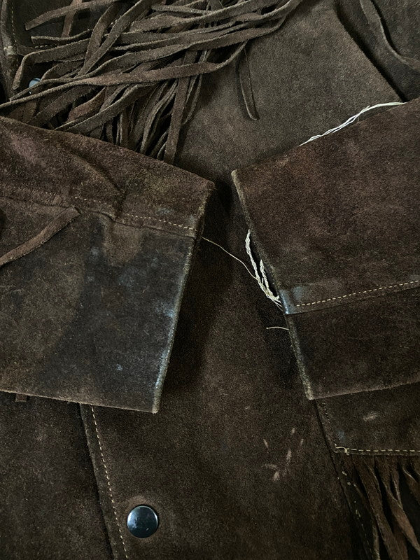 【現状渡し品】【メンズ】 JO-O-KEY ジョー オー ケイ LEATHER FRINGE JACKET レザー フリンジ ジャケット アウター 146-260918-hu-34-min サイズ:42 カラー:ブラウン 万代Net店