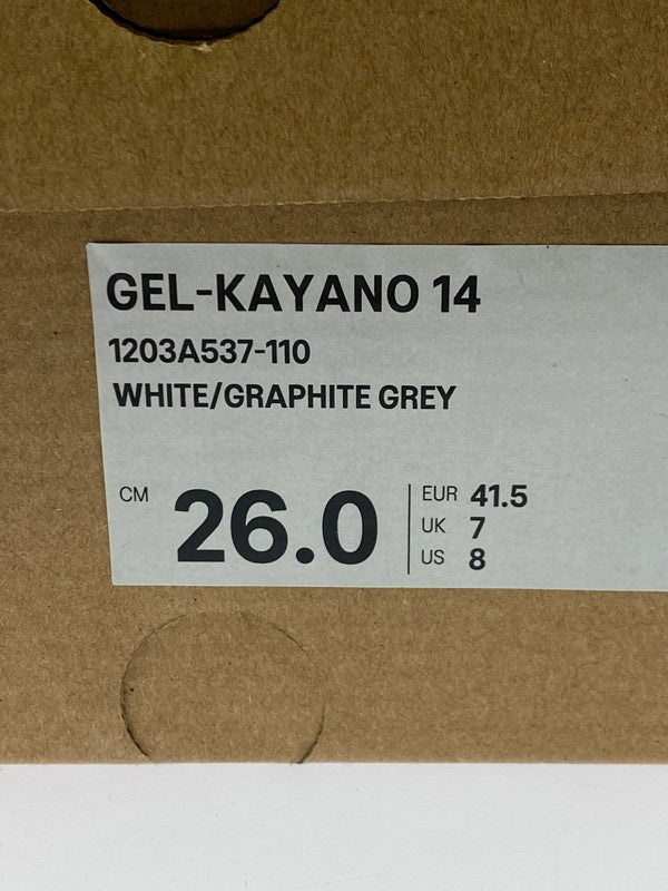 【未使用品】【メンズ】 asics アシックス GEL-KAYANO 14 1203A537 ゲルカヤノ14 スニーカー 靴 162-251213-kk-16-min カラー:WHITE/GRAPHITE GREY 万代Net店