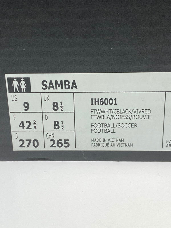 【中古美品】【メンズ】 adidas アディダス SAMBA IH6001 サンバ スニーカー メンズ フットボール サッカー 靴 シューズ 161-251218-em-37-min サイズ:27.0cm カラー:FOOTWEAR WHITE CORE BLACK VIVID RED 万代Net店