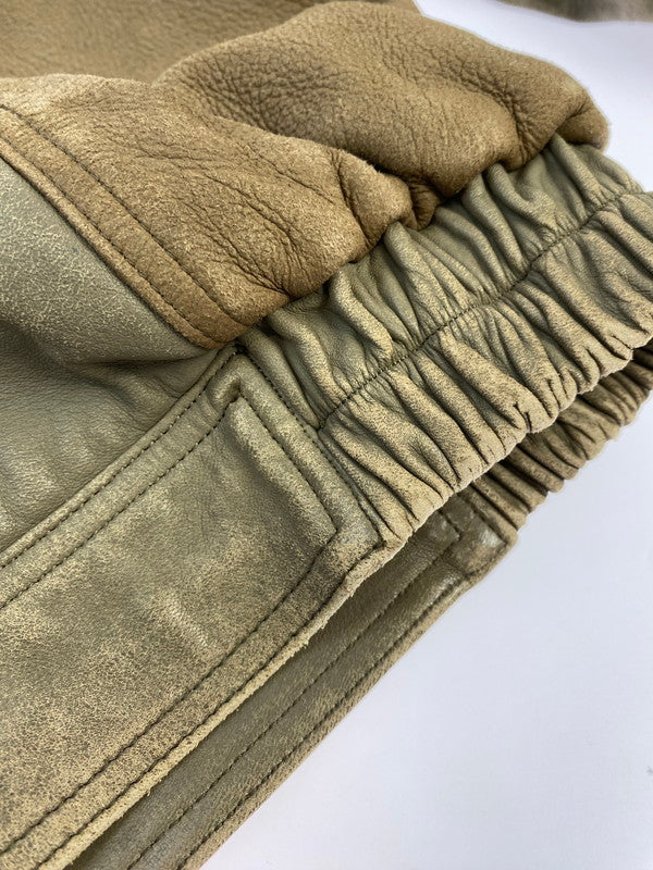 【中古品】【メンズ】 CHRISTIAN AUJARD クリスチャンオジャール 2TONE LEATHER JACKET レザージャケット アウター 146-260120-AS-26-min サイズ:M カラー:ベージュ系 万代Net店