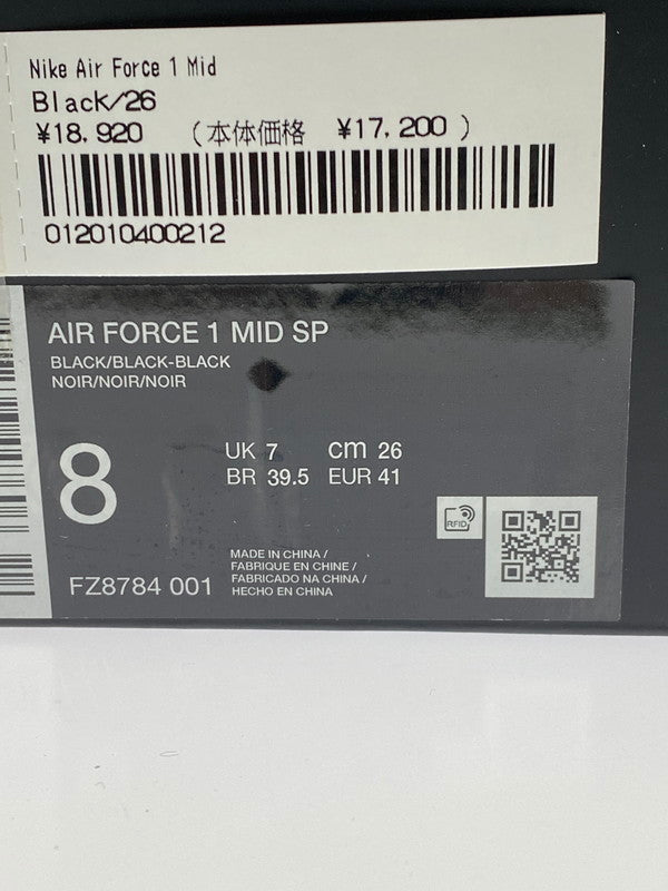 【未使用品】【メンズ】 NIKE ナイキ × Supreme シュプリーム 別注 コラボ AIR FORCE 1 MID SP FZ8784-001 エア フォース 1 ミッド スペシャル スニーカー 靴 160-260211-kk-01-min カラー:BLACK/BLACK-BLACK 万代Net店