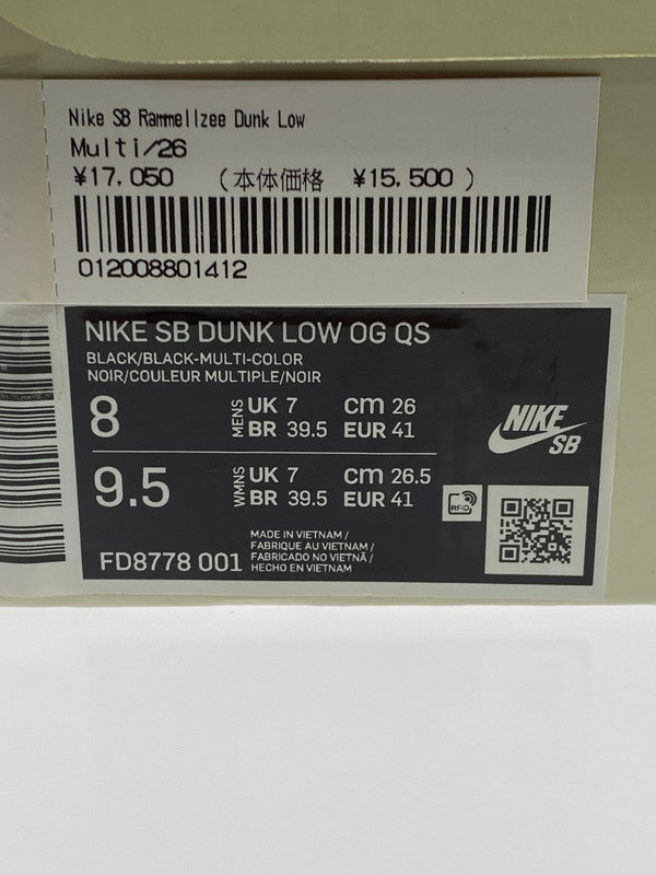 【中古品】【メンズ/レディース】 NIKE ナイキ ×SUPREME シュプリーム FD8778-001 DUNK LOW QS RAMMELLZEE 靴 シューズ スニーカー 160-260301-AS-1-min サイズ:26cm カラー:BLACK/BLACK-MULTI-COLOR 万代Net店