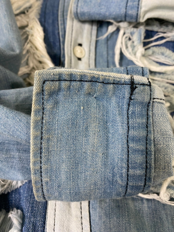 【中古品】【レディース】 NOZOMI ISHIGURO ノゾミイシグロ DENIM LONG SHIRT デニムロングシャツ 長袖シャツ ダメージ 170-260613-kt-01-min サイズ:ONESIZE カラー:ブルー系 万代Net店