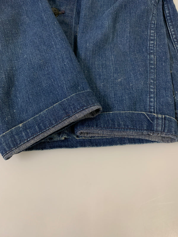 【現状渡し品】【メンズ】 U.S.NAVY ユーエスネイビー 40S SHAWL COLLAR DENIM JACKET フォーティーズ ショールカラー デニムジャケット 40年代 メンズ アウター ヘチマ襟 デニムカバーオール 146-260505-em-26-min カラー:インディゴブルー 万代Net店