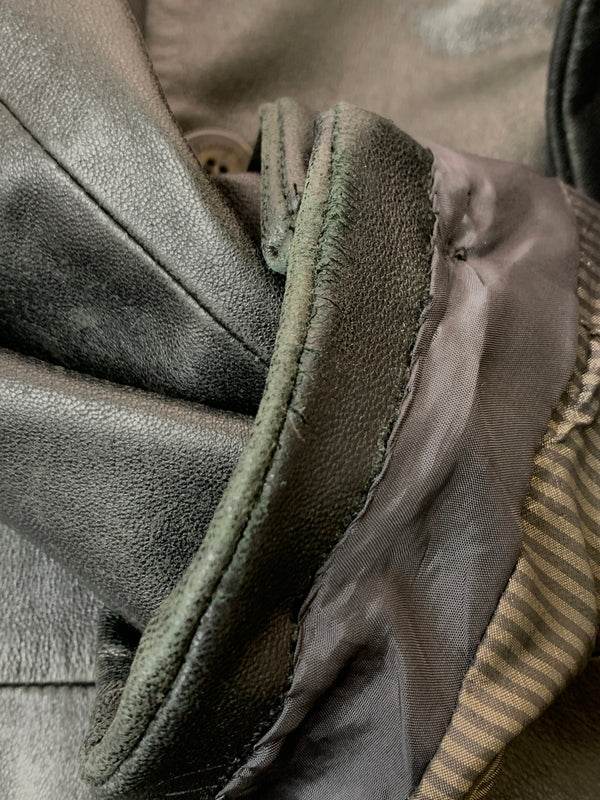 【現状渡し品】【メンズ】 SALVATORE FERRAGAMO サルヴァトーレフェラガモ イタリア製 REAL LEATHER COAT リアル レザー コート アウター 141-260526-jt-21-min サイズ:60 カラー:ブラック 万代Net店