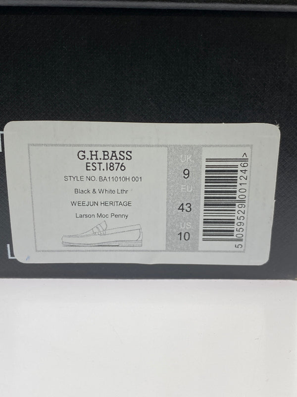 【中古品】【メンズ】 G.H.BASS & CO. ジーエイチバス WEEJUNS LARSON コインローファー 靴 シューズ 164-260531-AS-73-min サイズ:US10 カラー:ブラック/ホワイト 万代Net店