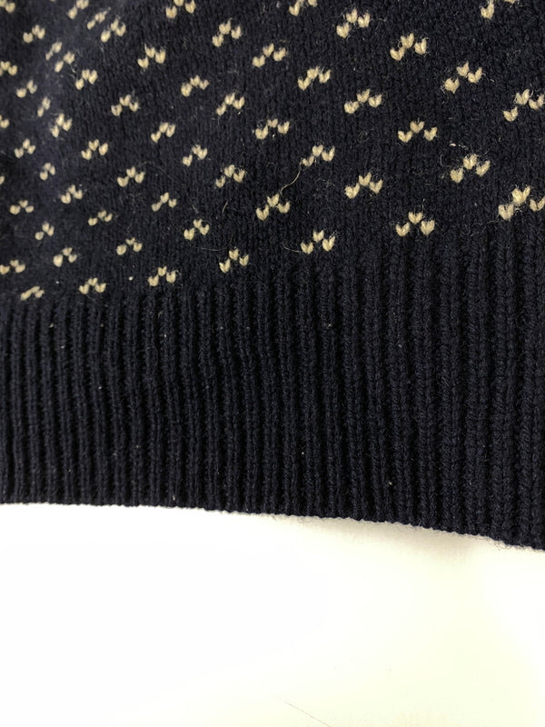 【中古品】【メンズ】 J.CREW ジェイクルー BIRDS EYE CARDIGAN バーズアイ カーディガン メンズ アウター ドット柄 ニットウエア 146-260615-em-07-min サイズ:L カラー:ネイビー 万代Net店