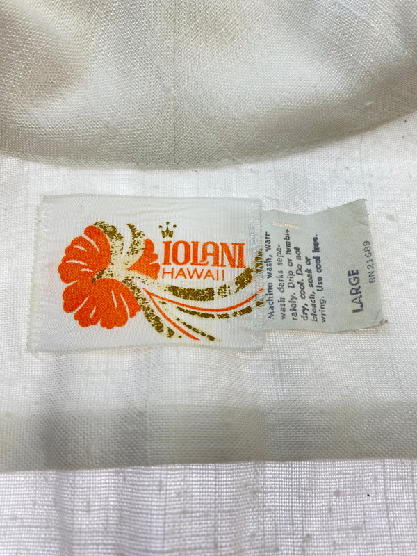 【中古品】【メンズ】 IOLANI イオ・ラニ 70'S スキッパーシャツ 半袖シャツ ヴィンテージ 146-260604-AS-12-min サイズ:L カラー:ホワイト 万代Net店