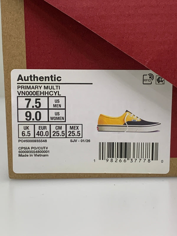 【中古美品】【メンズ】 VANS バンズ AUTHENTIC PRIMARY MULTI VN000EHHCYL オーセンティック ローカットスニーカー 靴 163-260701-yn-07-min サイズ:25.5cm カラー:イエロー/ブラック 万代Net店