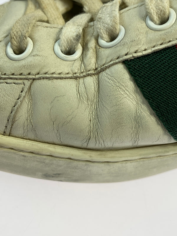 【現状渡し品】【メンズ】 GUCCI グッチ 456230 エンブロイダリー スニーカー 靴 シューズ 183-260730-hu-23-min サイズ:7 カラー:ホワイト/グリーン/レッド 万代Net店