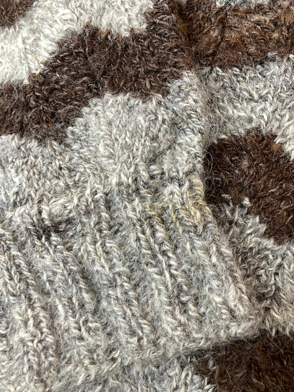【中古品】【メンズ】 USED BORDER WOOL KNIT ボーダー ウール ニット セーター 146-260918-hu-22-min サイズ:タグなしのため不明 カラー:グレー/ブラウン 万代Net店