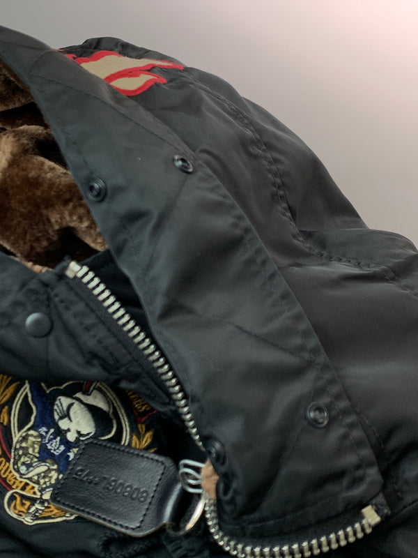 【現状渡し品】【メンズ】 VANSON バンソン DEATH RABBIT デスラビット N-3B スケーター ナイロン ミリタリージャケット 145-261010-ta-24-min サイズ:L カラー:ブラック 万代Net店