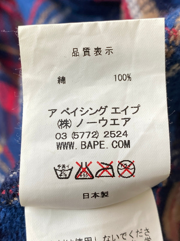 【中古品】【メンズ】 A BATHING APE アベイシングエイプ クレイジーパターン ネルシャツ フランネルチェックシャツ メンズ 長袖シャツ トップス 142-261020-em-48-min サイズ:L カラー:マルチカラー 万代Net店