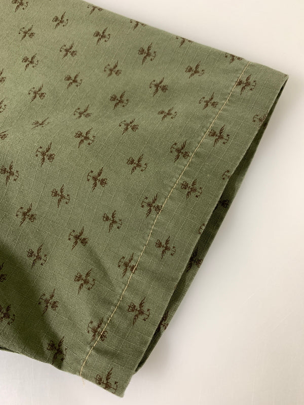 【中古品】【メンズ】 RRL PRINT ダブルアールエル RIPSTOP SHIRT プリント リップストップ シャツ メンズ 半袖シャツ 総柄 145-261016-em-38-min サイズ:S カラー:モスグリーン 万代Net店