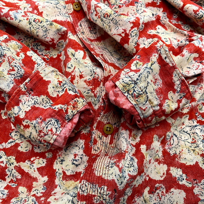 【中古品】【メンズ】 45rpm 45アールピーエム LS FLOWER DESIGN SHIRT ロングスリーブ フラワーデザイン シャツ 長袖 トップス 140-241125-as-12-izu サイズ:4 カラー:レッド系 万代Net店