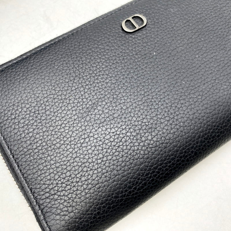 【中古品】【メンズ/レディース】 Christian Dior クリスチャンディオール 22-BO-1202 2ESBC252CDI CD ICON CALFSKIN LEATHER ROUND ZIPPER WALLET カーフスキンレザーラウンドジッパーウォレット 長財布 ロングウォレット 181-250506-ma-03-izu カラー:黒 万代Net店